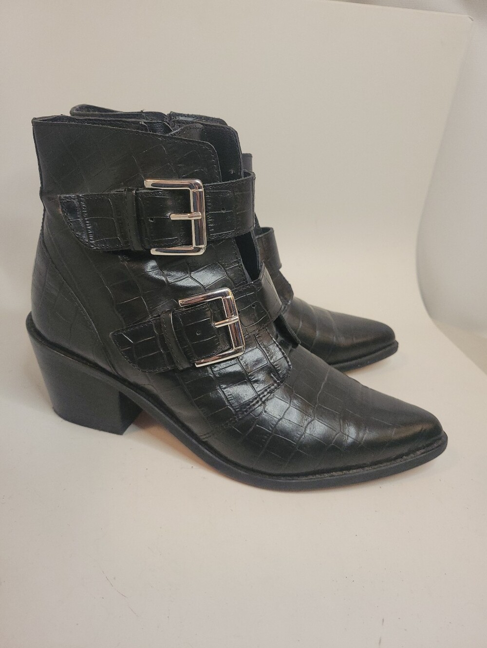 Kurt Geiger London Denny Crocodile-Embossed Leather Ankle Boots - Picture 12 of 16
